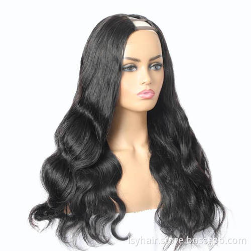 Lsy Beauty Hot Selling Side Part Indian Body Wave U Part Wig With Clips Natural Human Hair Wigs Blended With Natural Hair